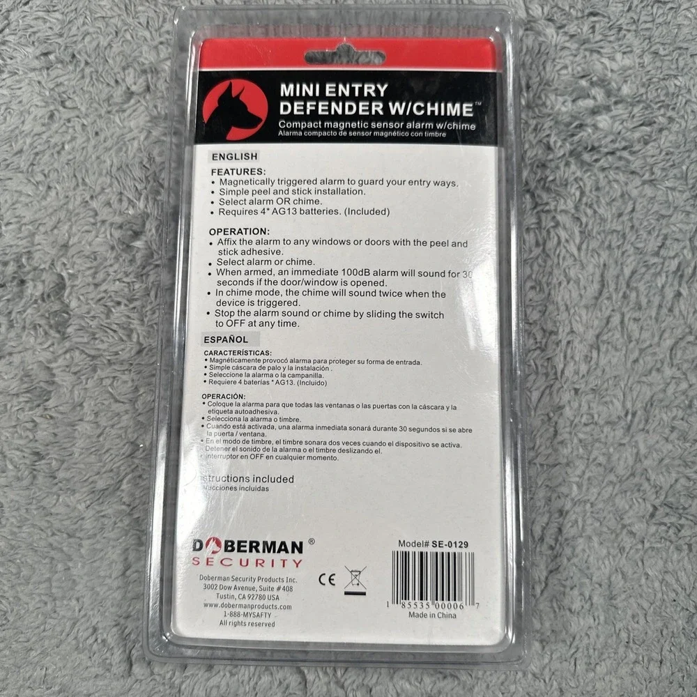 Doberman Security Mini Entry Defender W/Chime Model SE-0129 New Factory Sealed